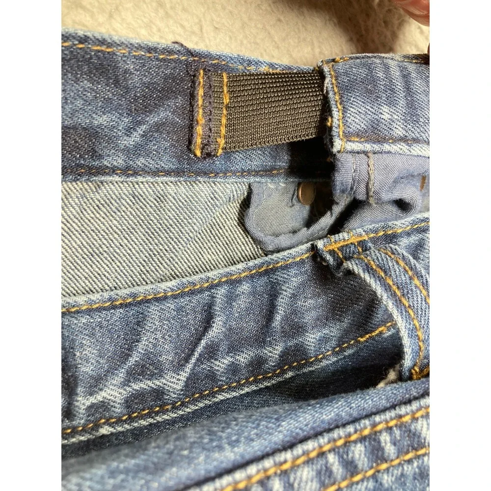 Lands' End Jeans Mens 37x27 Blue Straight Traditional Fit Elastic Stretch‎ Waist